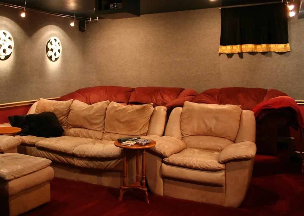 Home theater sofa for watching recordings with an IPTV service with DVR